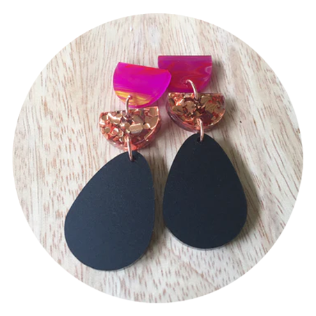 Teardrop Trios (Copper/fuschia)