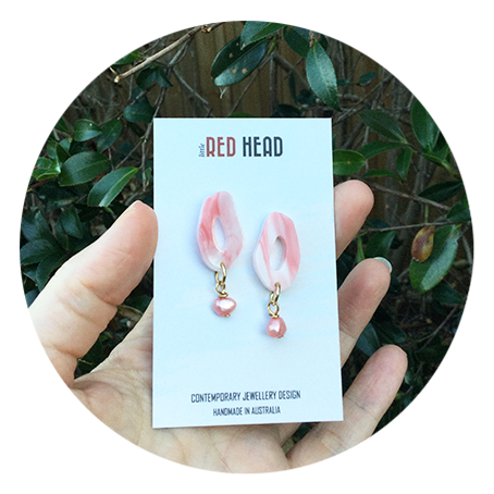 Marbled Pink Pearl Stud